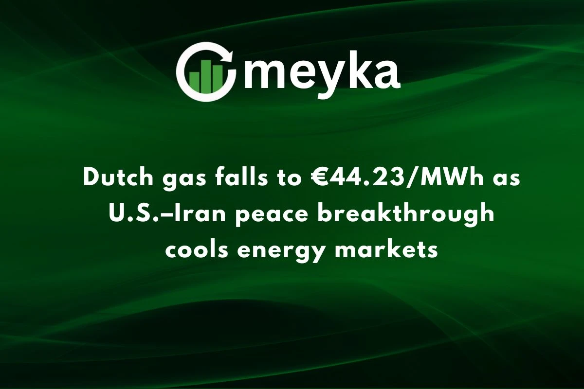 Dutch gas falls to €44.23/MWh as U.S.–Iran peace breakthrough cools energy markets 