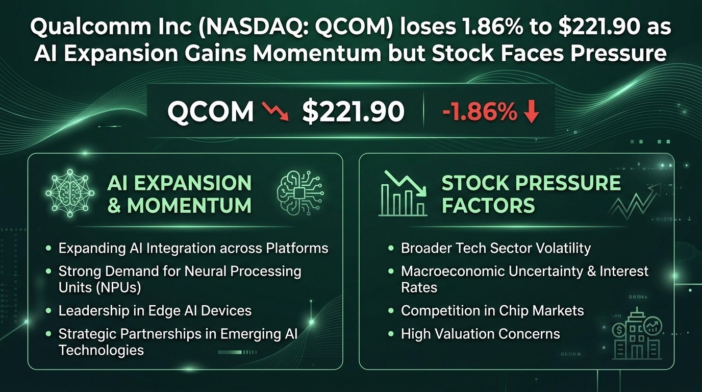 Qualcomm Inc (NASDAQ: QCOM) Loses 1.86% to $221.90 as AI Expansion Gains Momentum but Stock Faces Pressure
