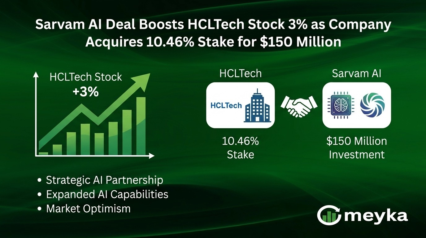 Sarvam AI Deal Boosts HCLTech Stock 3% as Company Acquires 10.46% Stake for $150 Million