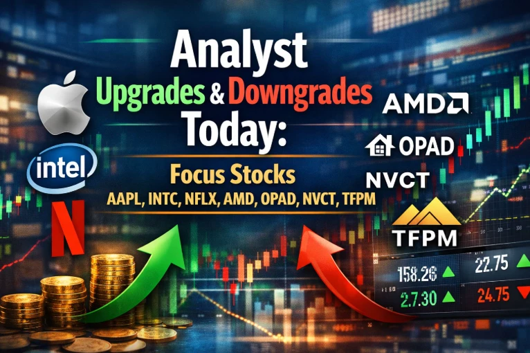 Analyst Upgrades and Downgrades Today: Focus Stocks AAPL, INTC, NFLX, AMD, OPAD, NVCT, TFPM