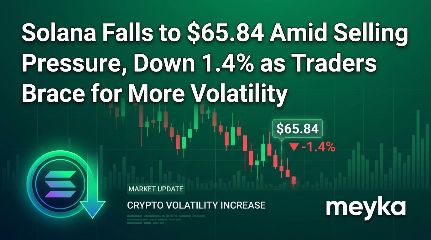 Solana Falls to $65.84 Amid Selling Pressure, Down 1.65% as Traders Brace for More Volatility