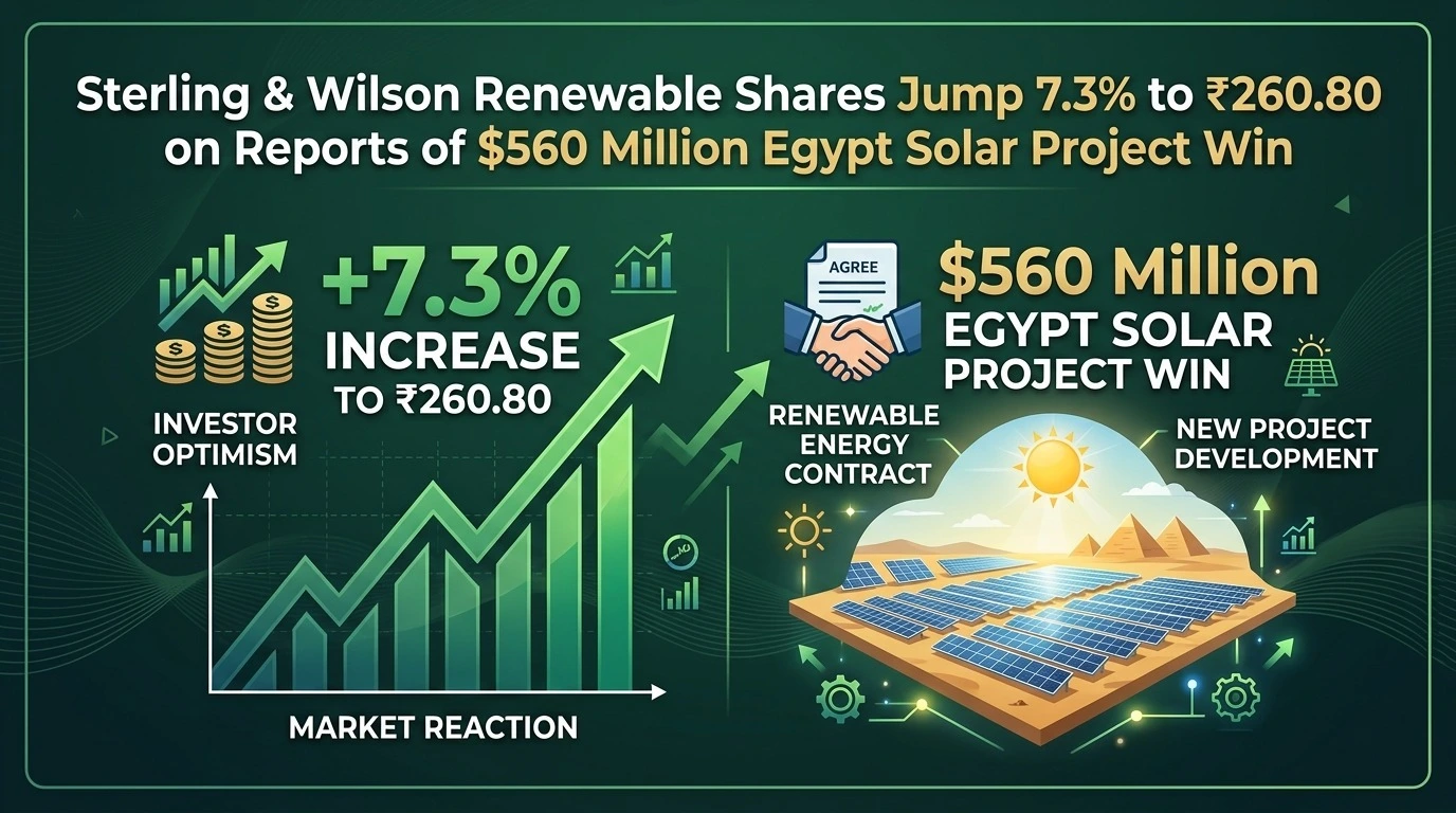 Sterling & Wilson Renewable Shares Jump 7.3% to ₹260.80 on Reports of $560 Million Egypt Solar Project Win