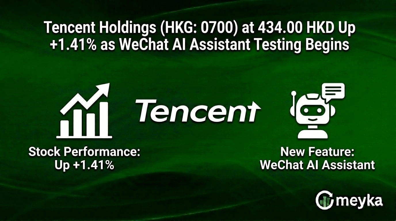 Tencent Holdings (HKG: 0700) at 434.00 HKD Up +1.41% as WeChat AI Assistant Testing Begins