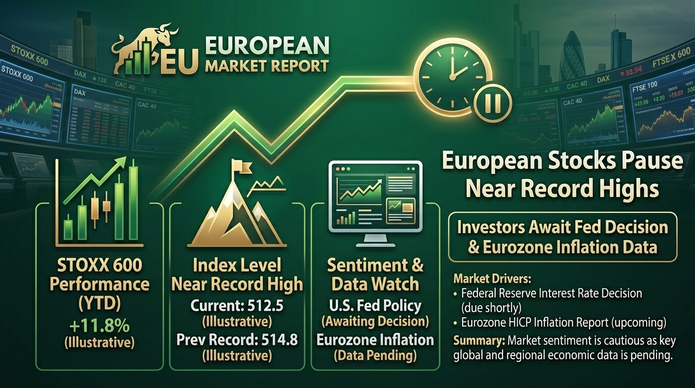 European Stocks Pause Near Record Highs After 3% Rally as Investors Await Fed Decision & Eurozone Inflation Data