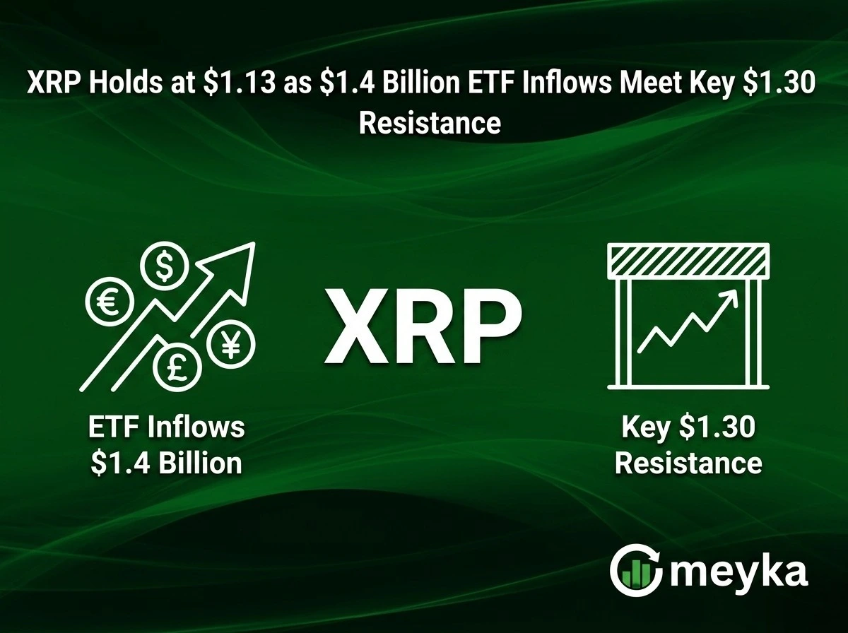 XRP Holds at $1.13 as $1.4 Billion ETF Inflows Meet Key $1.30 Resistance 