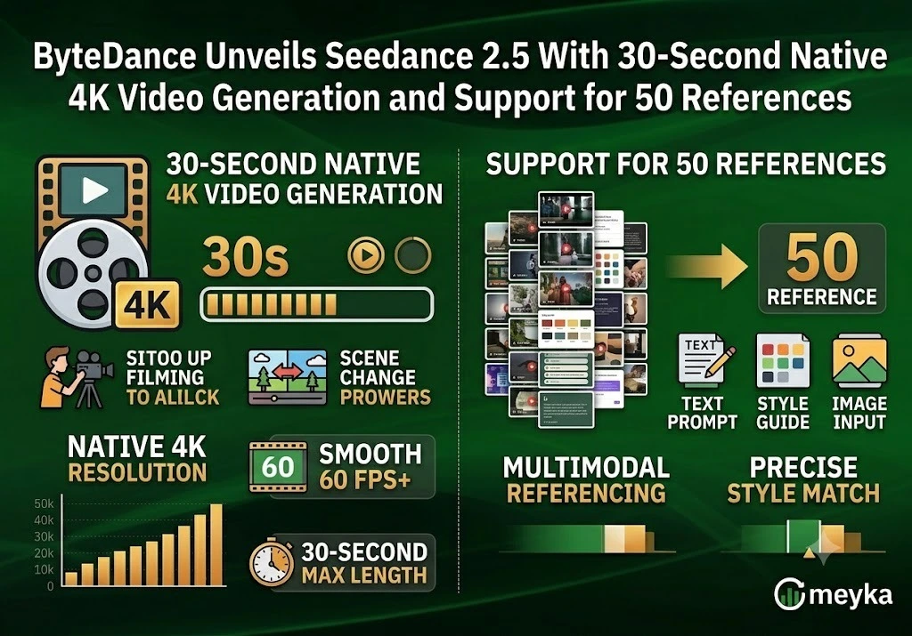 ByteDance Unveils Seedance 2.5 With 30-Second Native 4K Video Generation and Support for 50 References 