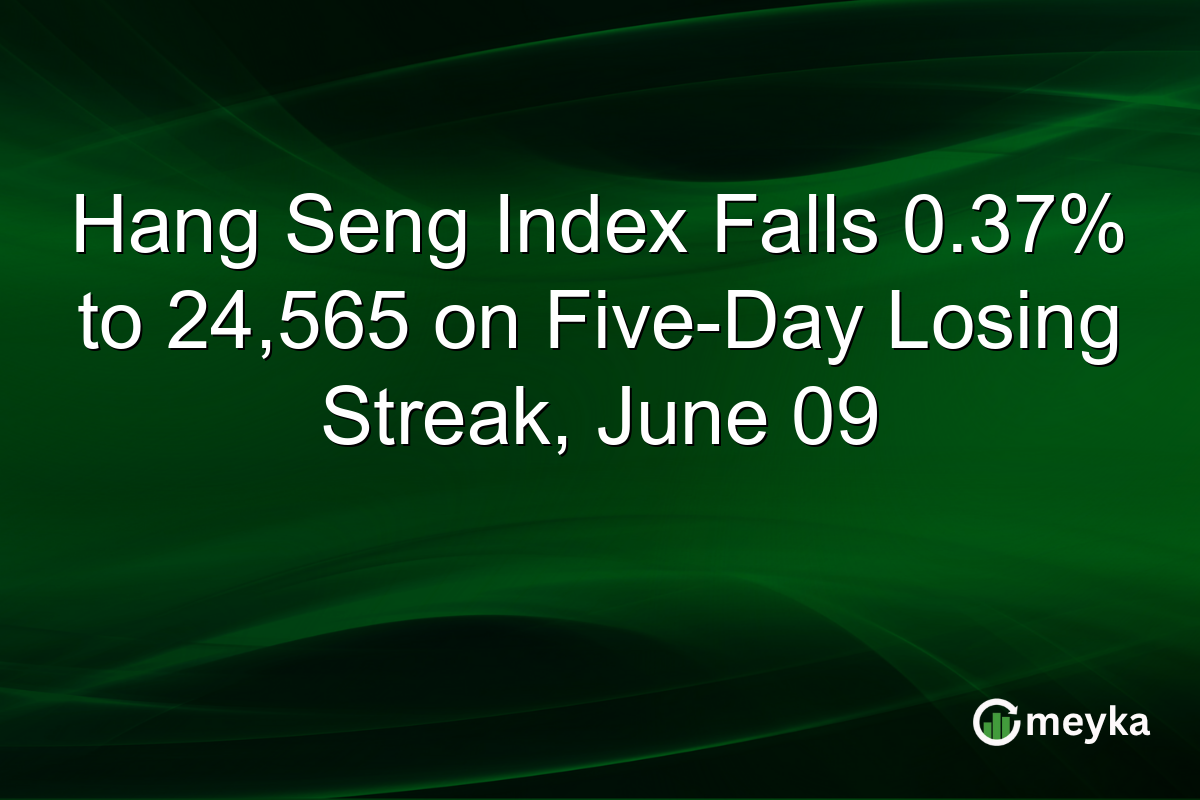 Hang Seng Index Falls 0.37% to 24,565 on Five-Day Losing Streak, June 09