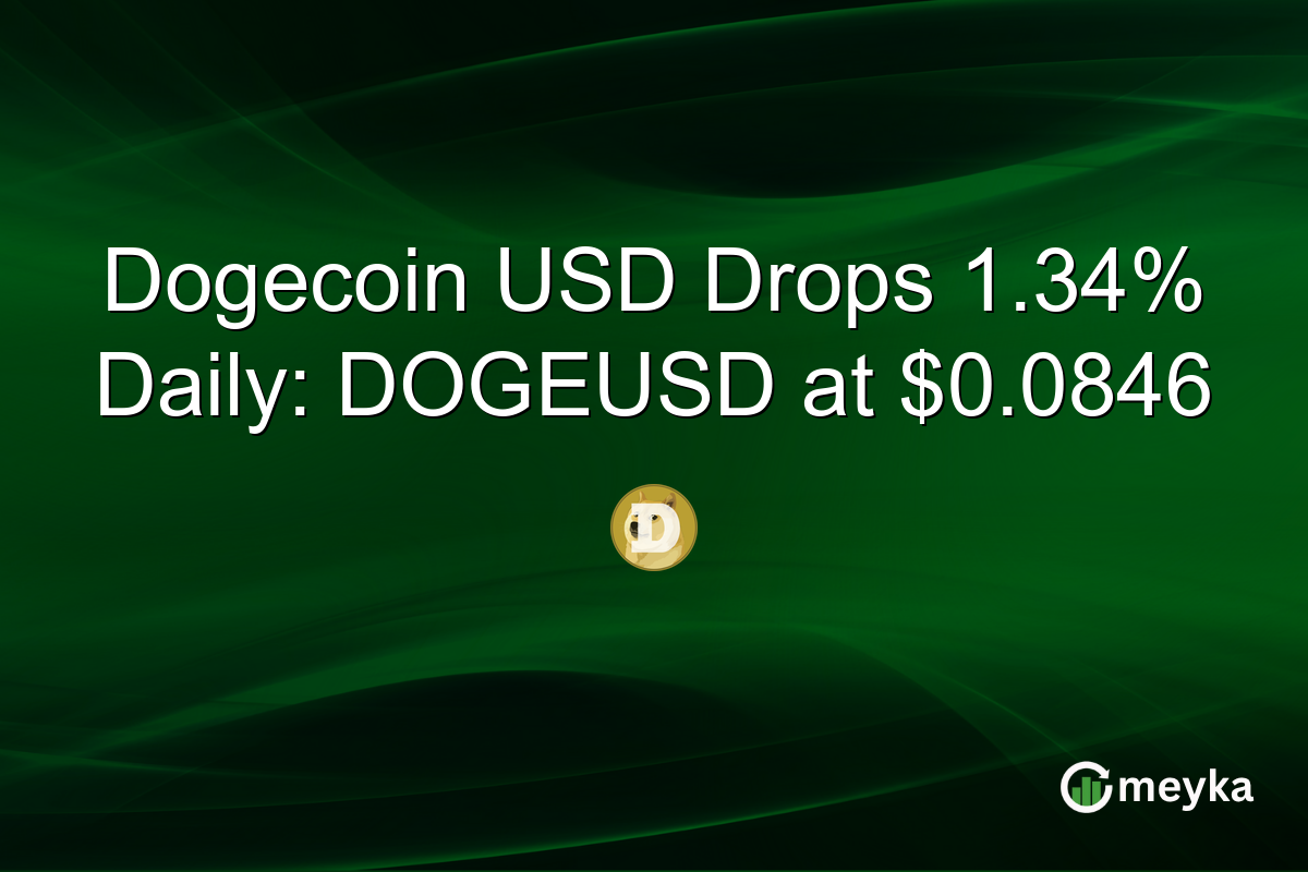 Dogecoin USD Drops 1.34% Daily: DOGEUSD at $0.0846