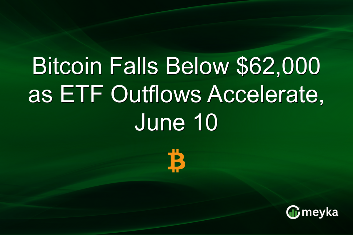 Bitcoin Falls Below $62,000 as ETF Outflows Accelerate, June 10