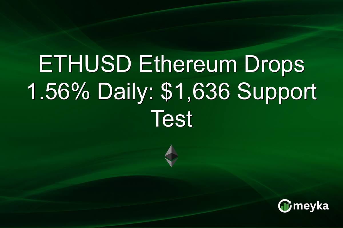 ETHUSD Ethereum Drops 1.56% Daily: $1,636 Support Test