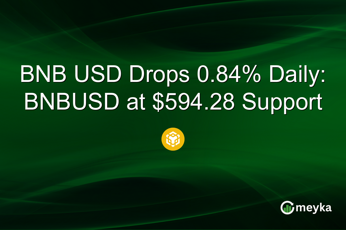 BNB USD Drops 0.84% Daily: BNBUSD at $594.28 Support