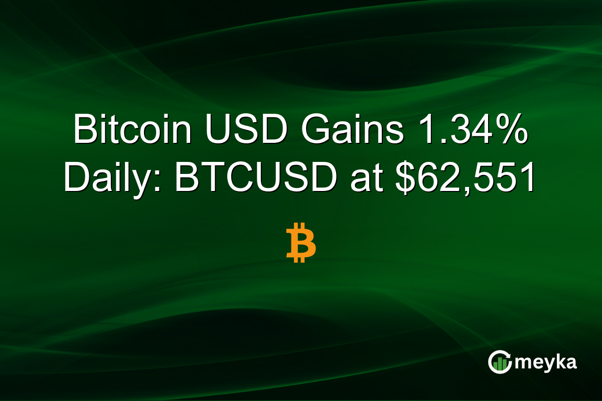 Bitcoin USD Gains 1.34% Daily: BTCUSD at $62,551