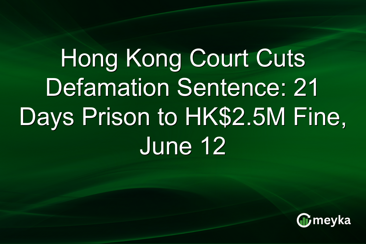 Hong Kong Court Cuts Defamation Sentence: 21 Days Prison to HK$2.5M Fine, June 12