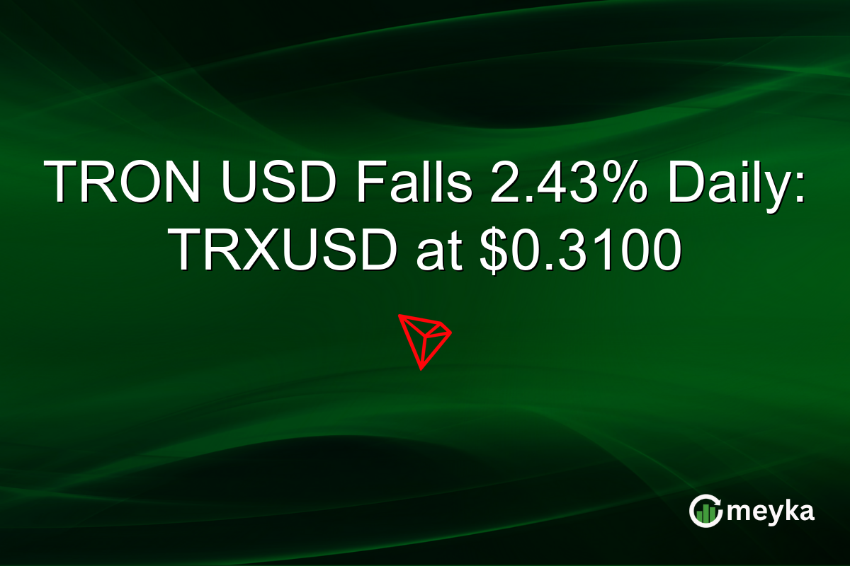 TRON USD Falls 2.43% Daily: TRXUSD at $0.3100