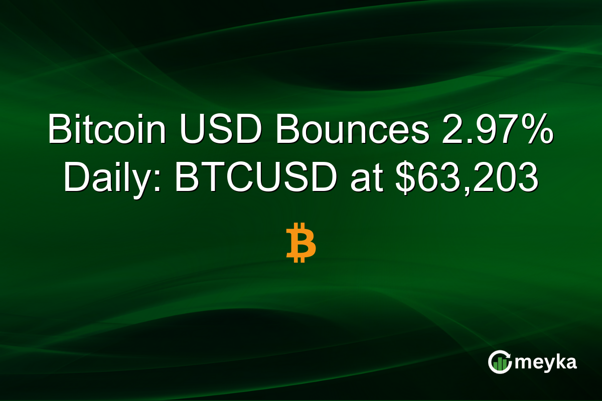 Bitcoin USD Bounces 2.97% Daily: BTCUSD at $63,203