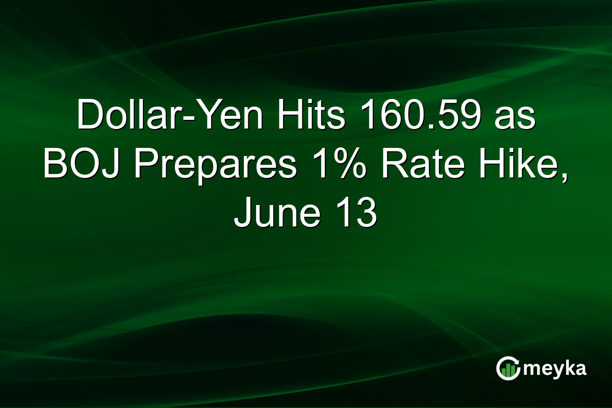 Dollar-Yen Hits 160.59 as BOJ Prepares 1% Rate Hike, June 13
