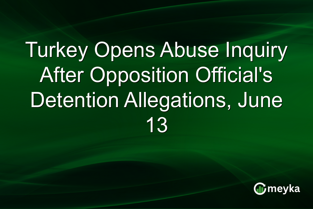 Turkey Opens Abuse Inquiry After Opposition Official’s Detention Allegations, June 13