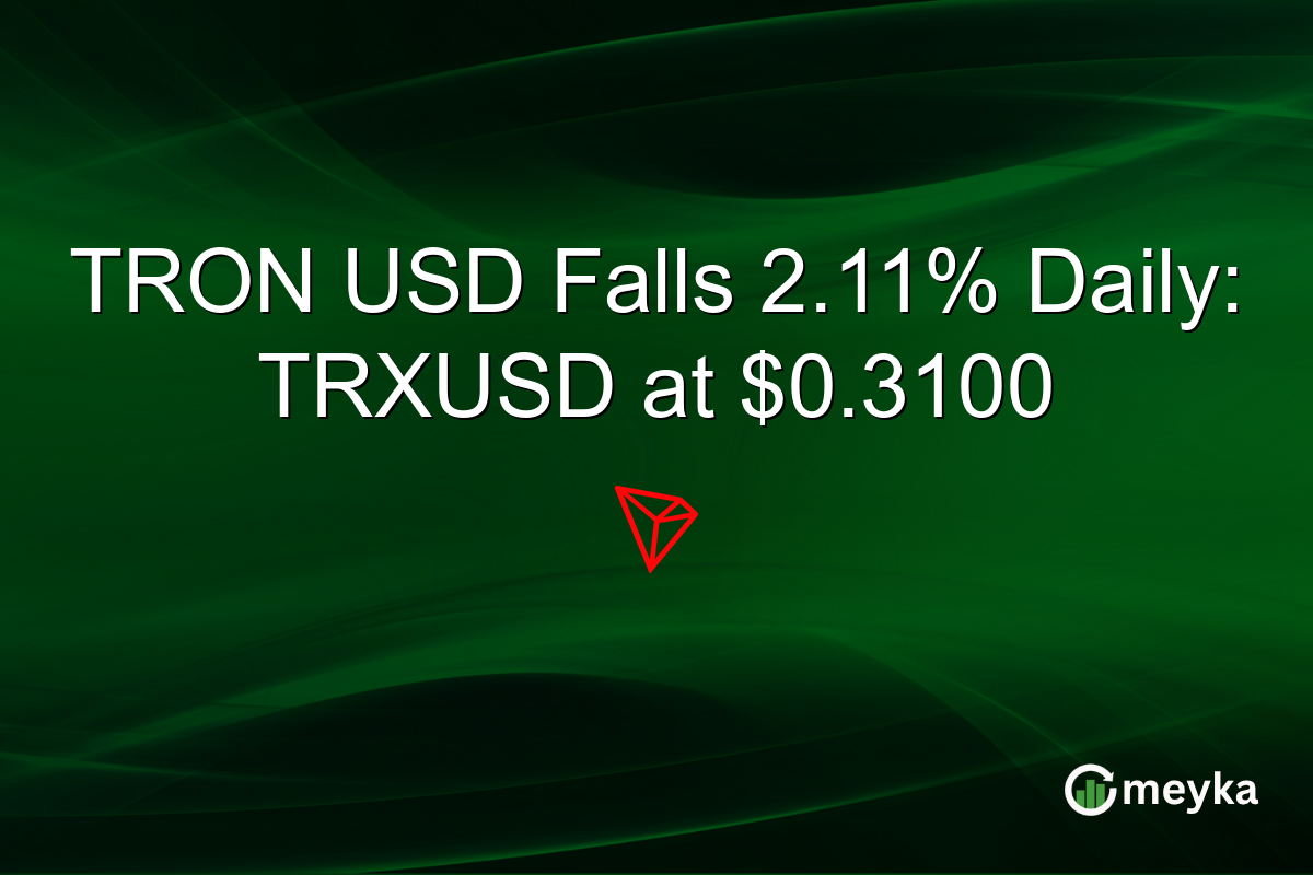 TRON USD Falls 2.11% Daily: TRXUSD at $0.3100