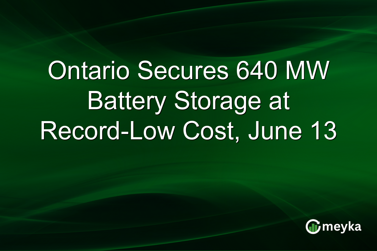 Ontario Secures 640 MW Battery Storage at Record-Low Cost, June 13