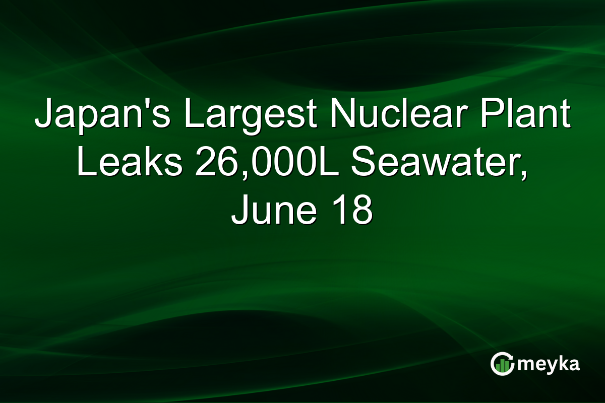 Japanβs Largest Nuclear Plant Leaks 26,000L Seawater, June 18