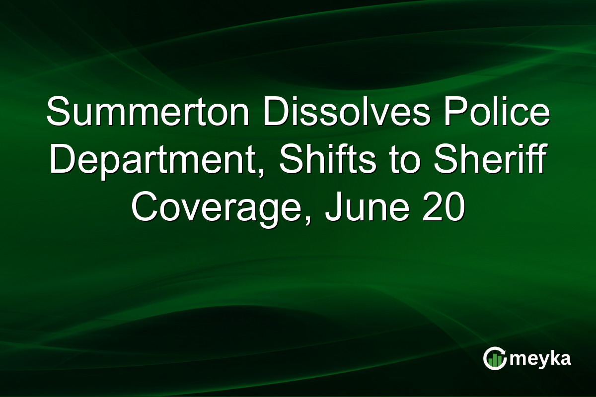 Summerton Dissolves Police Department, Shifts to Sheriff Coverage, June 20
