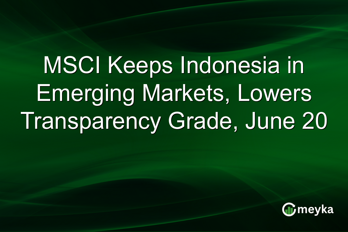 MSCI Keeps Indonesia in Emerging Markets, Lowers Transparency Grade, June 20