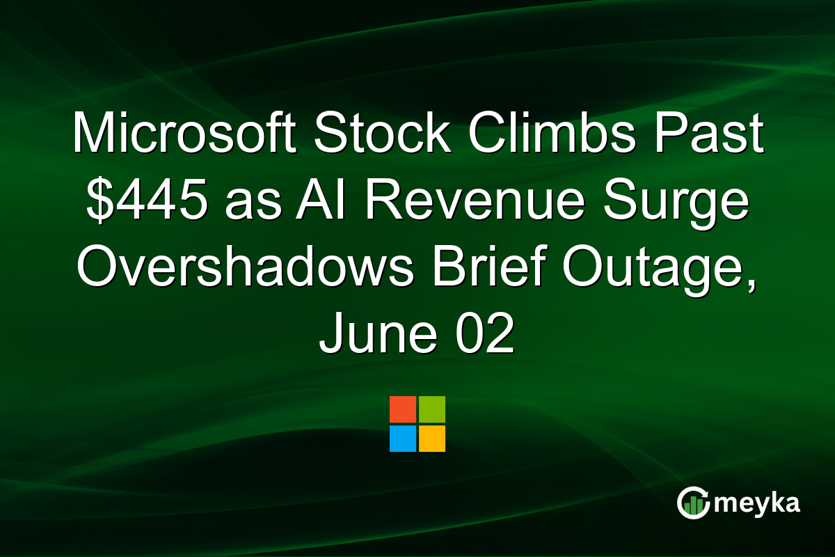 Microsoft Stock Climbs Past $445 as AI Revenue Surge Overshadows Brief Outage, June 02