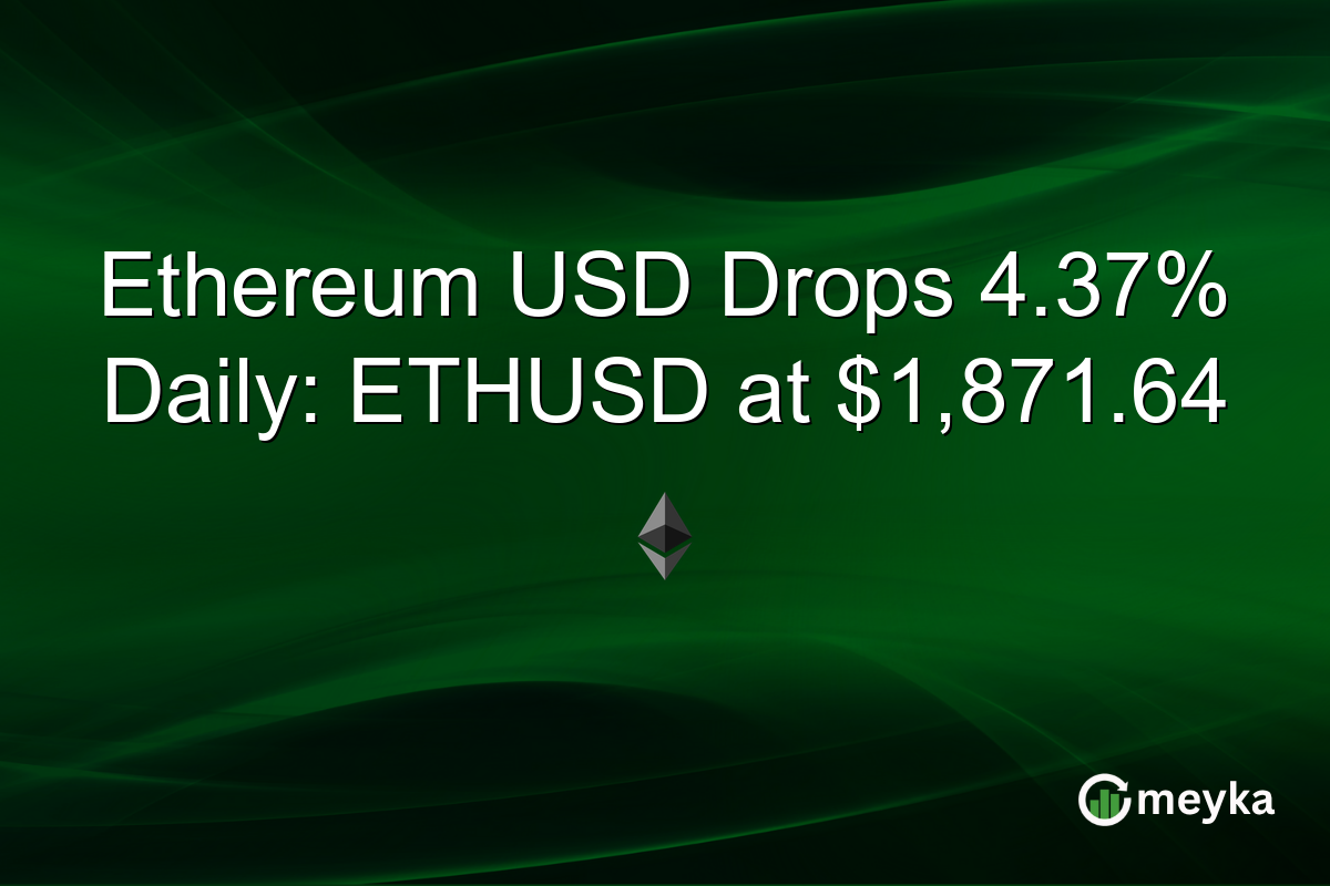 Ethereum USD Drops 4.37% Daily: ETHUSD at $1,871.64