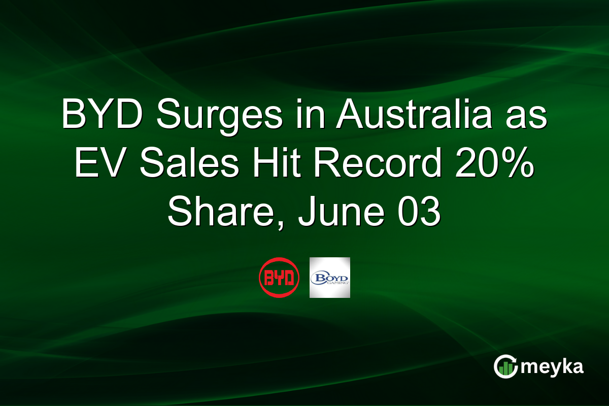 BYD Surges in Australia as EV Sales Hit Record 20% Share, June 03