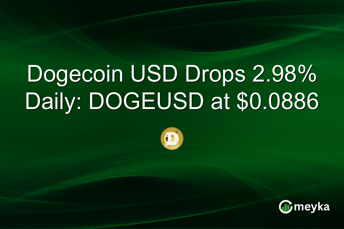 Dogecoin USD Drops 2.98% Daily: DOGEUSD at $0.0886