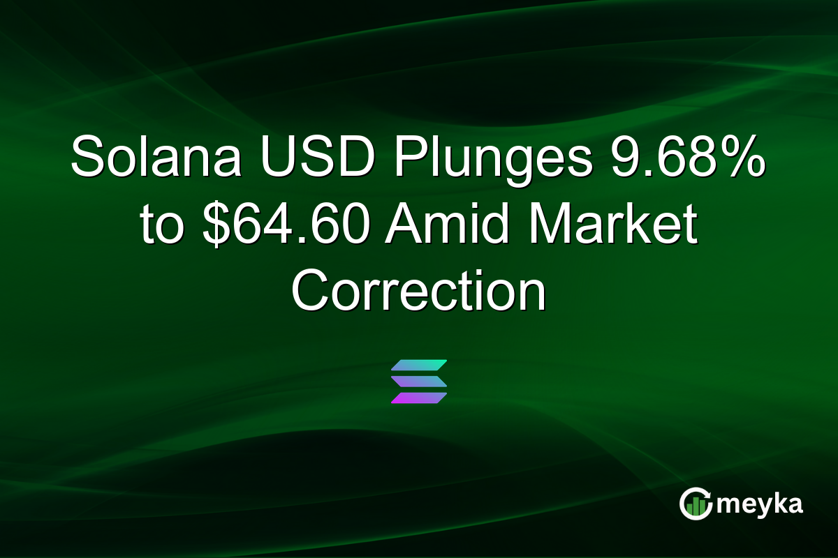 Solana USD Plunges 9.68% to $64.60 Amid Market Correction