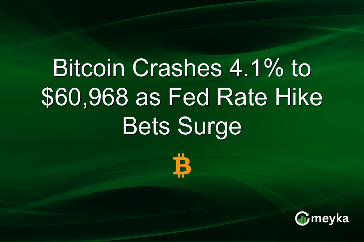 Bitcoin Crashes 4.1% to $60,968 as Fed Rate Hike Bets Surge
