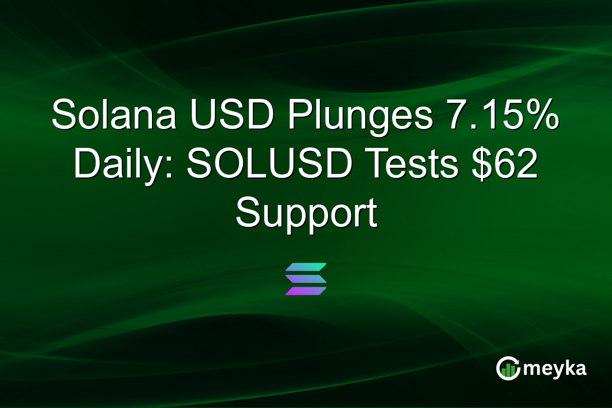Solana USD Plunges 7.15% Daily: SOLUSD Tests $62 Support