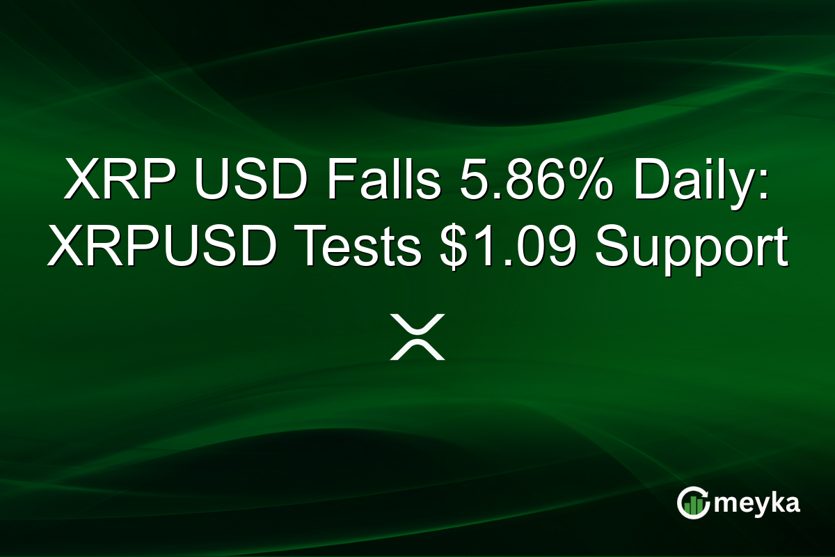 XRP USD Falls 5.86% Daily: XRPUSD Tests $1.09 Support