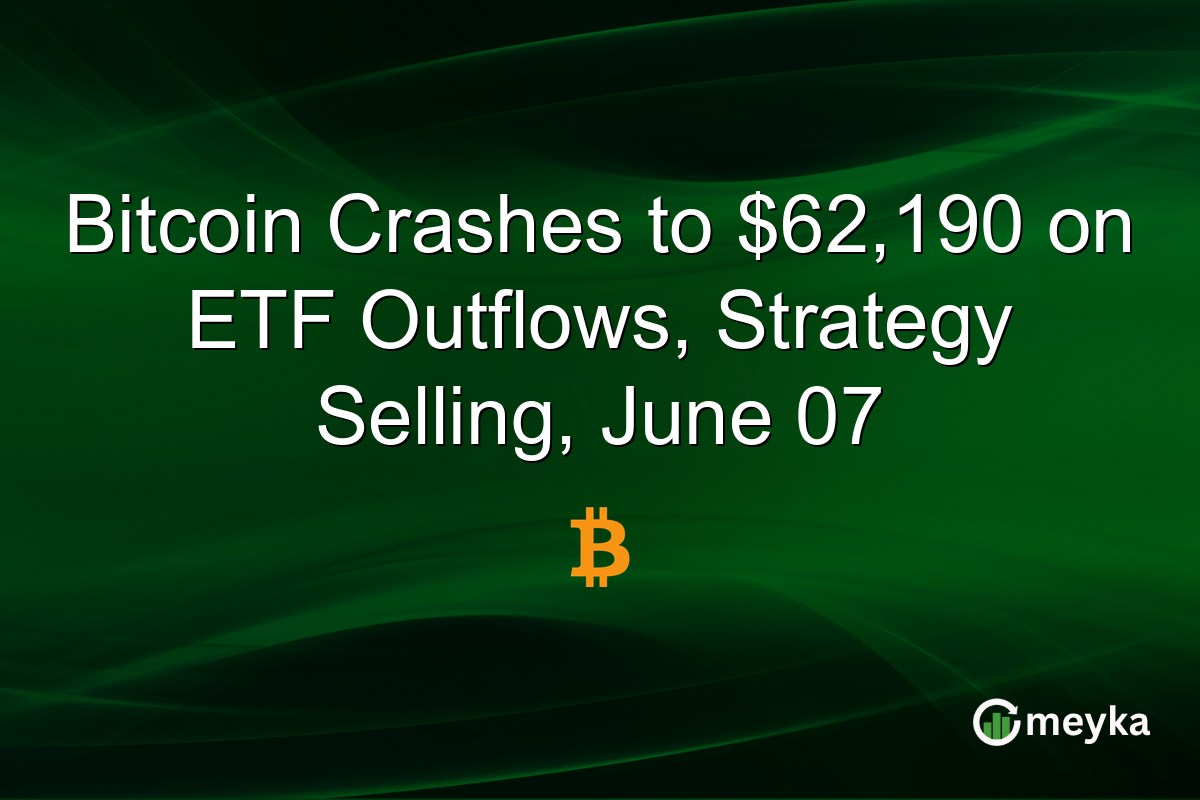 Bitcoin Crashes to $62,190 on ETF Outflows, Strategy Selling, June 07