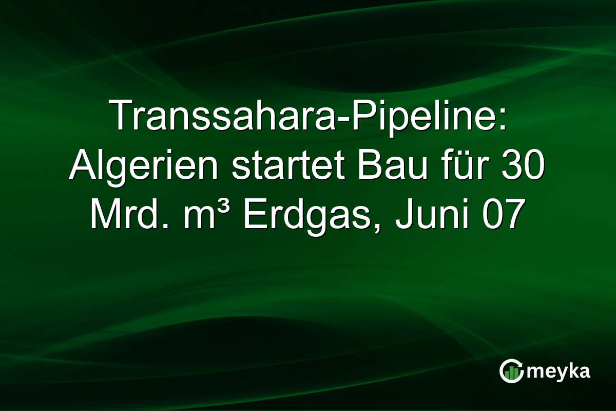 Transsahara-Pipeline: Algerien startet Bau für 30 Mrd. m³ Erdgas, Juni 07
