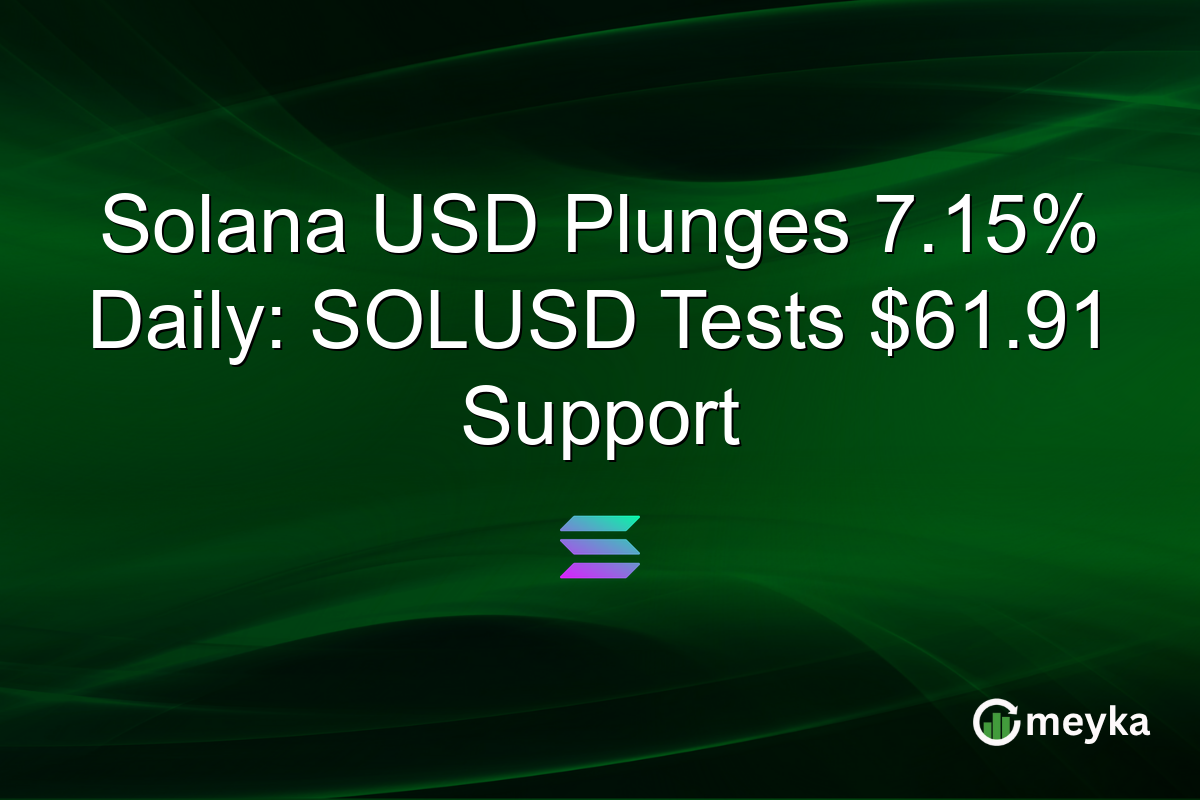 Solana USD Plunges 7.15% Daily: SOLUSD Tests $61.91 Support