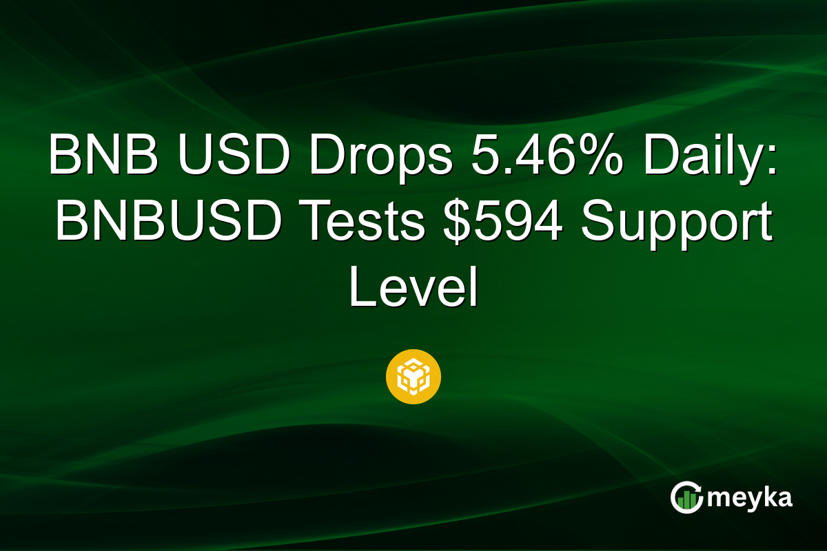 BNB USD Drops 5.46% Daily: BNBUSD Tests $594 Support Level