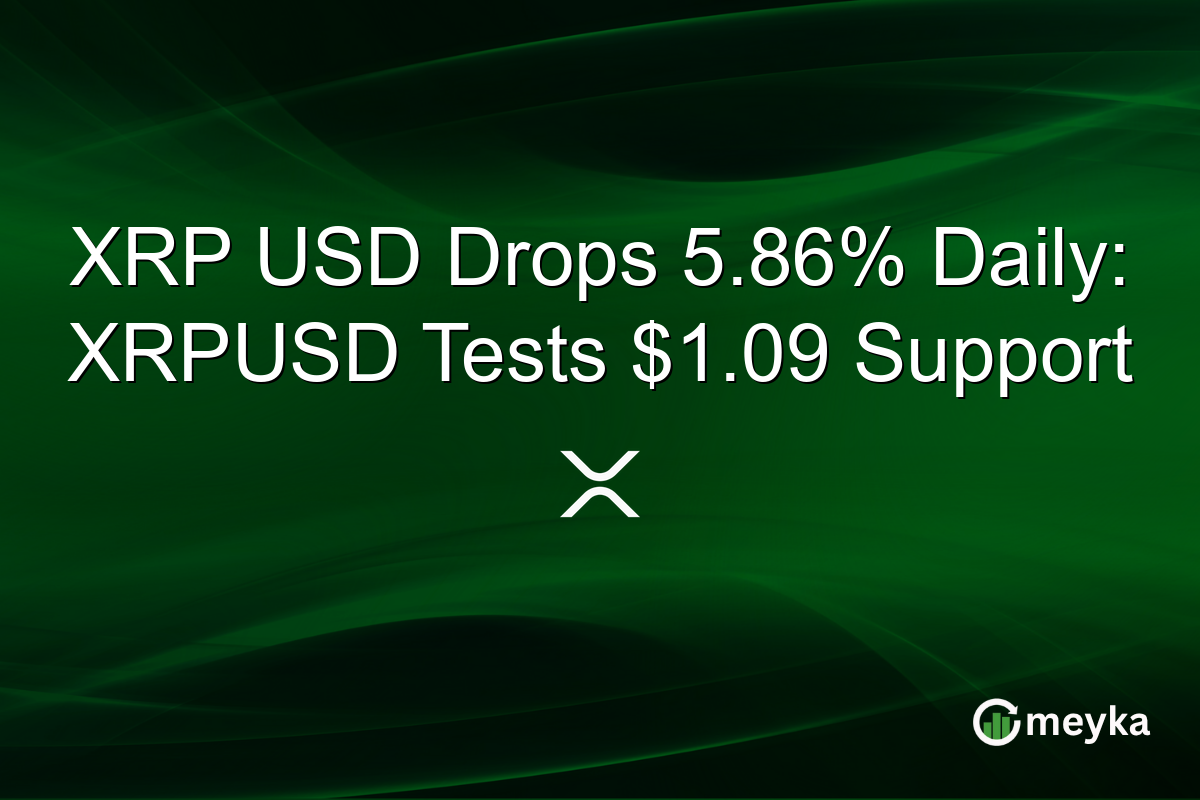 XRP USD Drops 5.86% Daily: XRPUSD Tests $1.09 Support