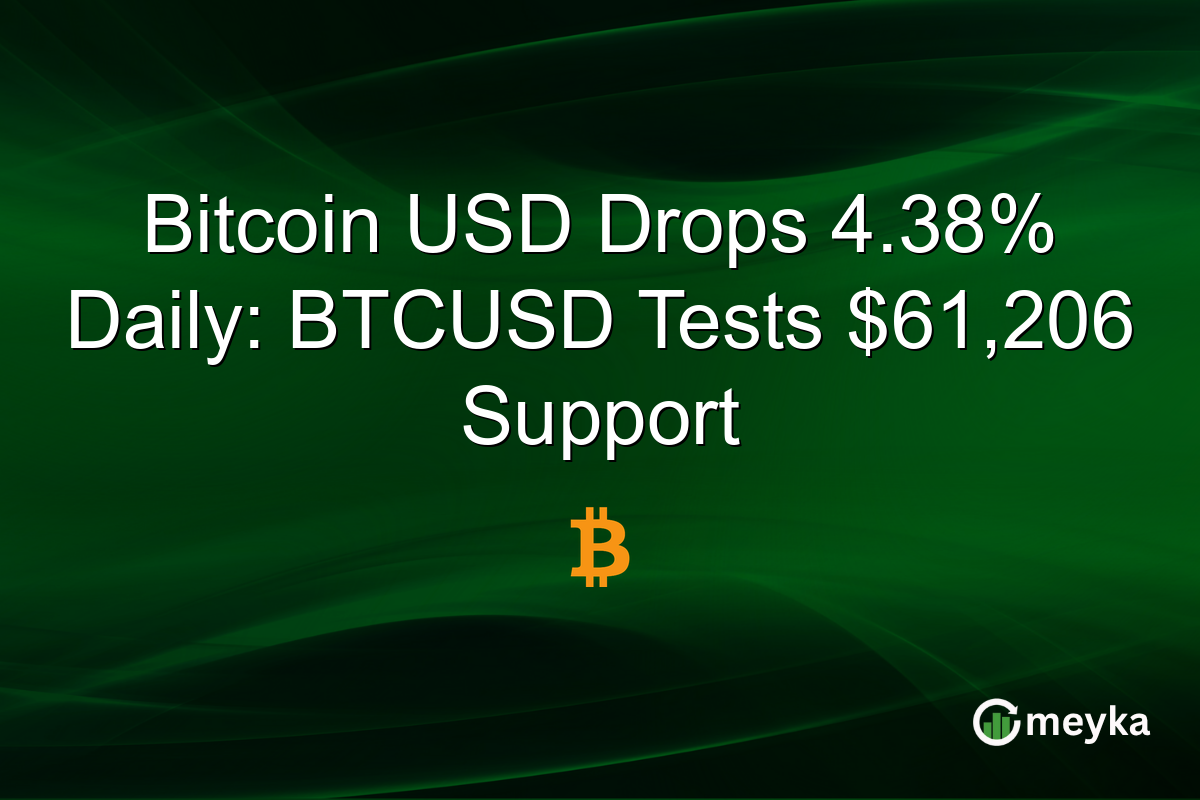 Bitcoin USD Drops 4.38% Daily: BTCUSD Tests $61,206 Support