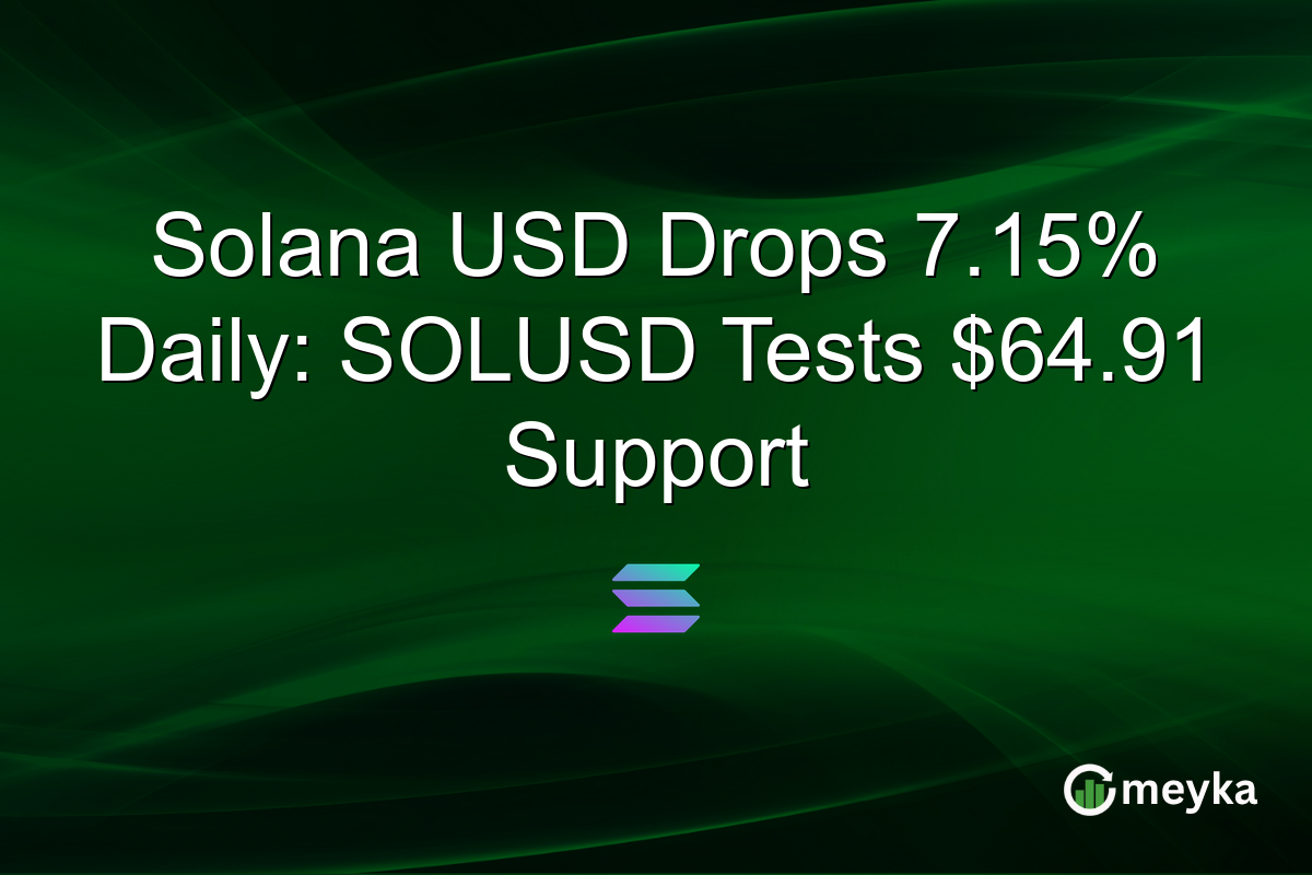 Solana USD Drops 7.15% Daily: SOLUSD Tests $64.91 Support