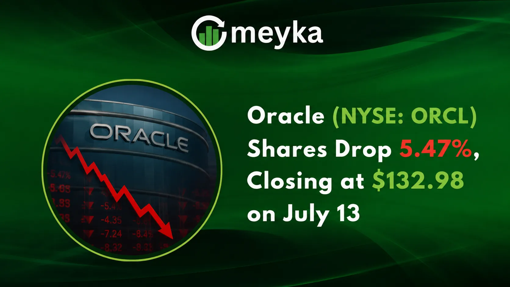 Oracle (NYSE: ORCL) Shares Drop 5.47%, Closing at $132.98 on July 13