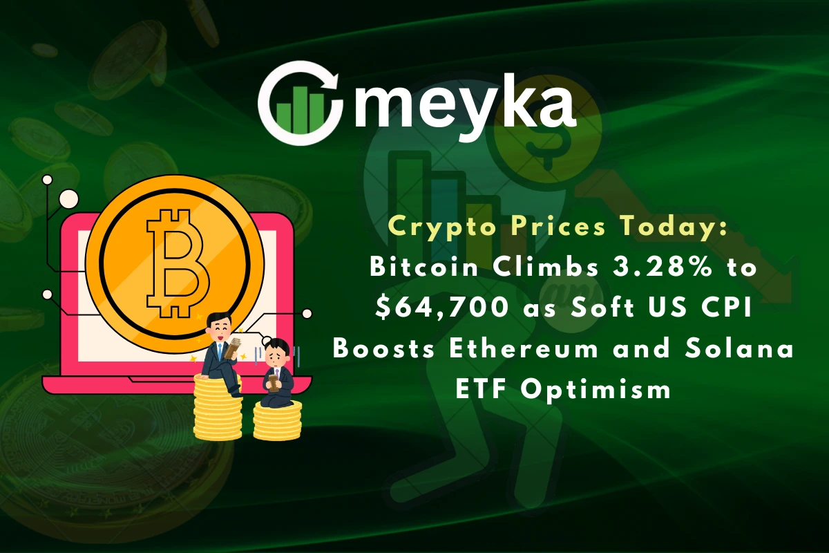 Crypto Prices Today: Bitcoin Climbs 3.28% to $64,700 as Soft US CPI Boosts Ethereum and Solana ETF Optimism