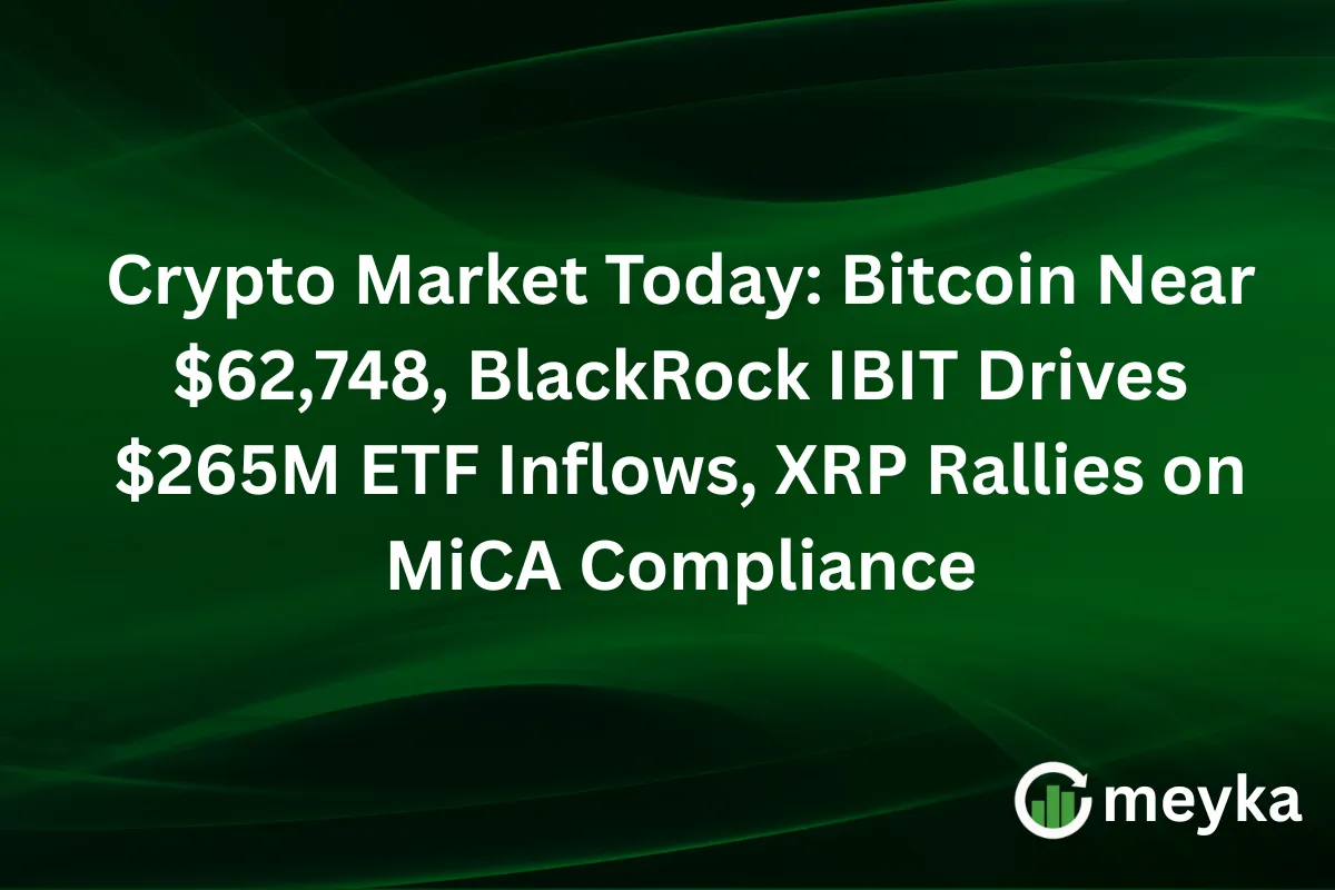 Crypto Market Today: Bitcoin Near $62,282, BlackRock IBIT Drives $265M ETF Inflows, XRP Slips Despite MiCA Compliance