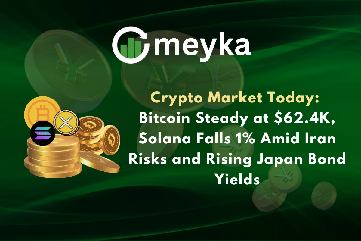 Crypto Market Today: Bitcoin Steady at $62.4K, Solana Falls 1% Amid Iran Risks and Rising Japan Bond Yields