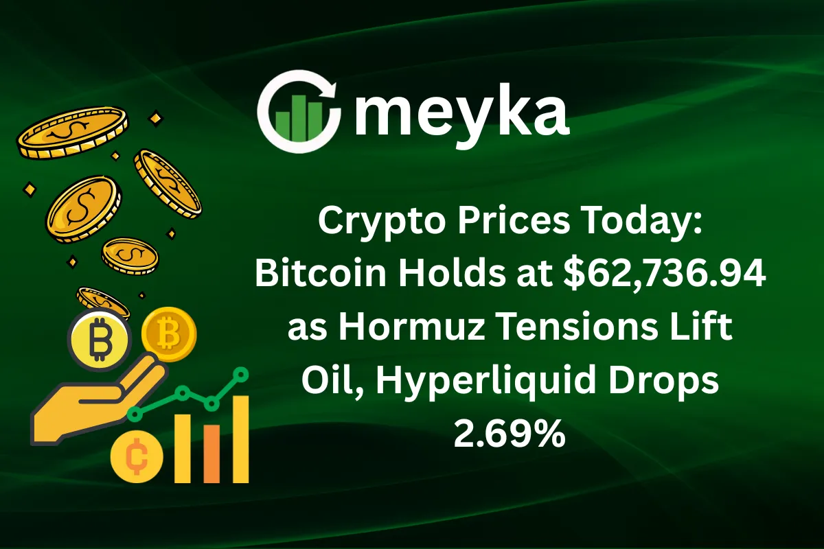 Crypto Prices Today: Bitcoin Holds at $62,736.94 as Hormuz Tensions Lift Oil, Hyperliquid Drops 2.69%