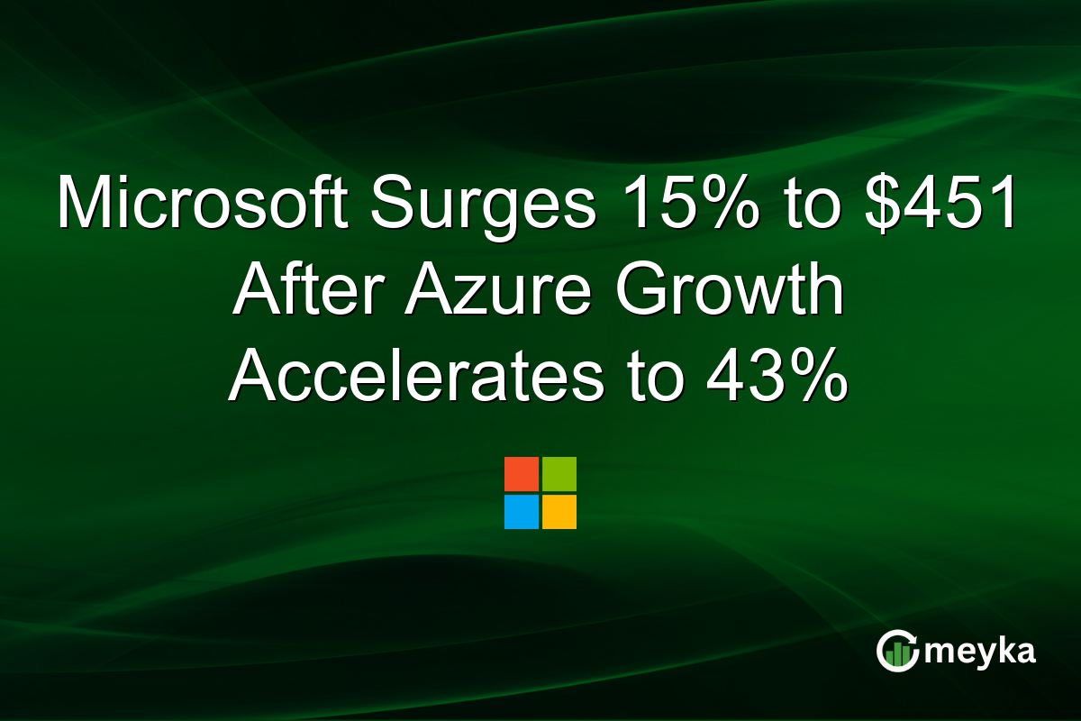 Microsoft Surges 15% to $451 After Azure Growth Accelerates to 43%