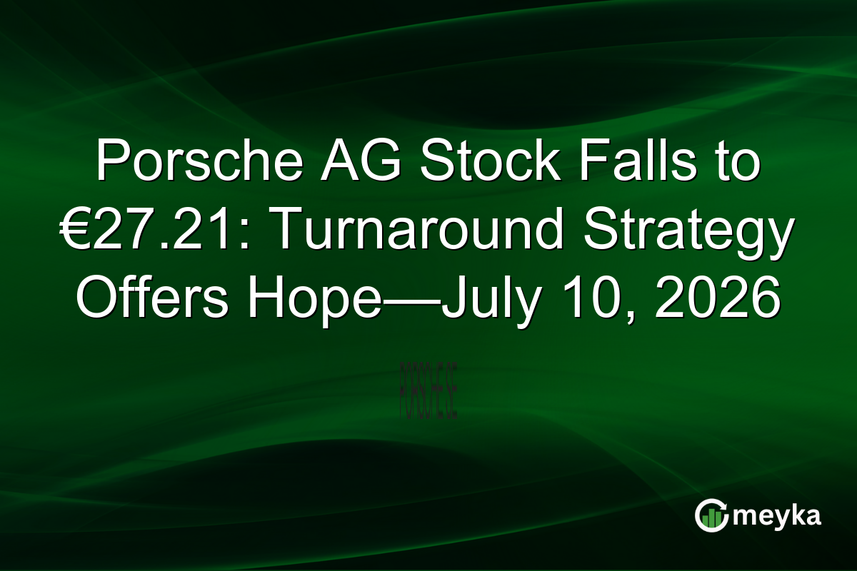 Porsche AG Stock Falls to €27.21: Turnaround Strategy Offers Hope—July 10, 2026