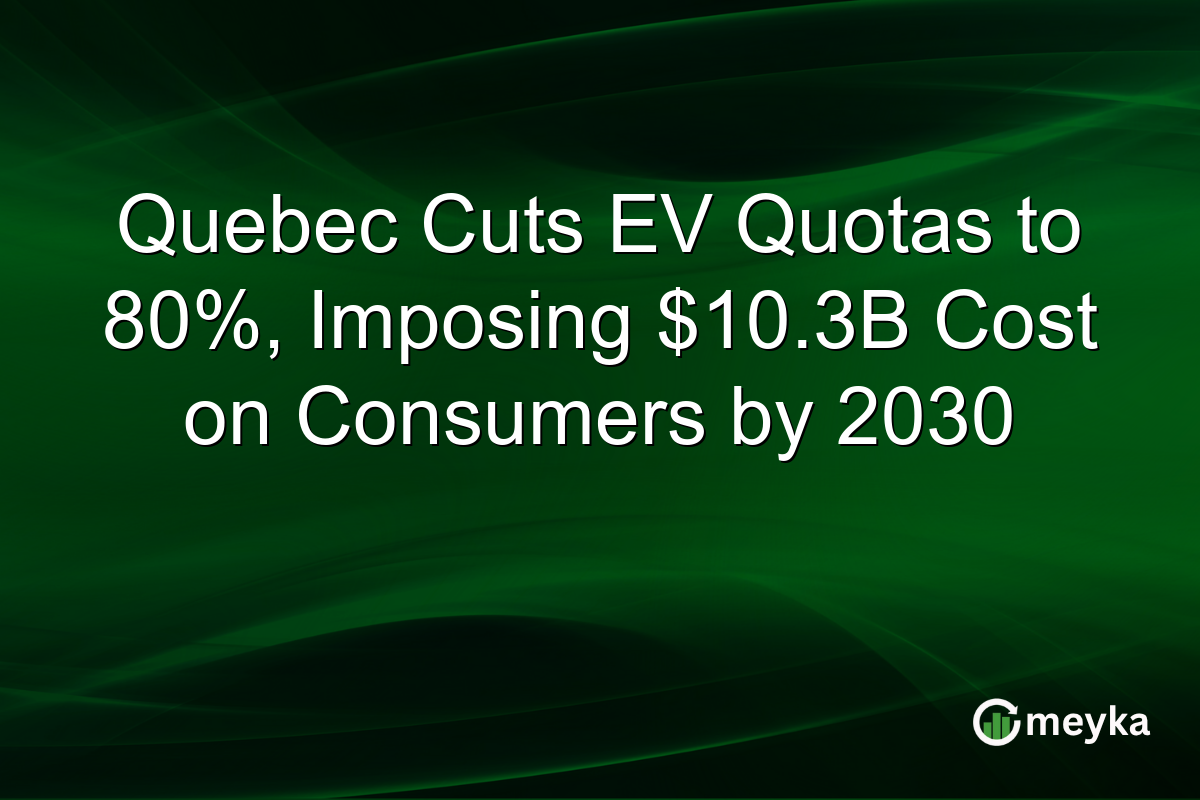 Quebec Cuts EV Quotas to 80%, Imposing $10.3B Cost on Consumers by 2030