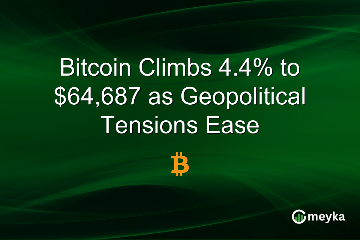 Bitcoin Climbs 4.4% to $64,687 as Geopolitical Tensions Ease